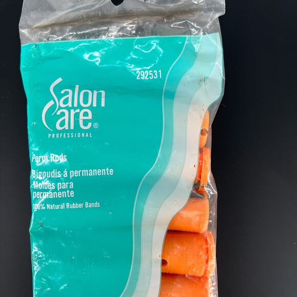 Salon Care Cold Wave Perm Rods New Factory Sealed lot Vintage - NOS Orange Blue - Picture 3 of 12